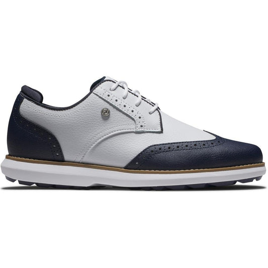 FootJoy Traditions Spikeless Wing Tip Damengolfschuh White-Navy