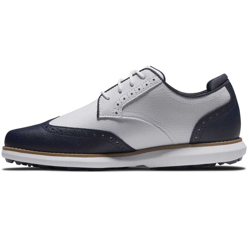 FootJoy Traditions Spikeless Wing Tip Damengolfschuh White-Navy