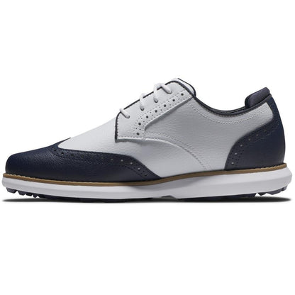 FootJoy Traditions Spikeless Wing Tip Damengolfschuh White-Navy