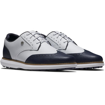FootJoy Traditions Spikeless Wing Tip Damengolfschuh White-Navy