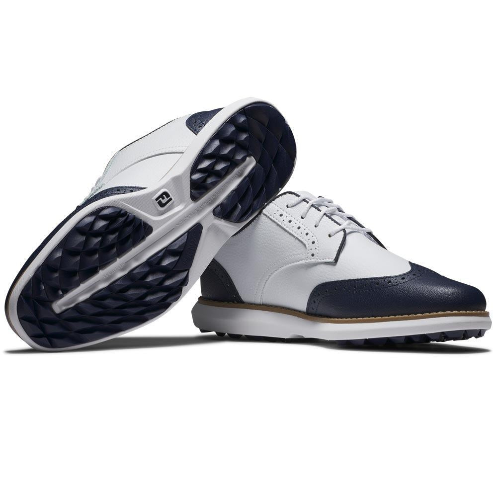 FootJoy Traditions Spikeless Wing Tip Damengolfschuh White-Navy