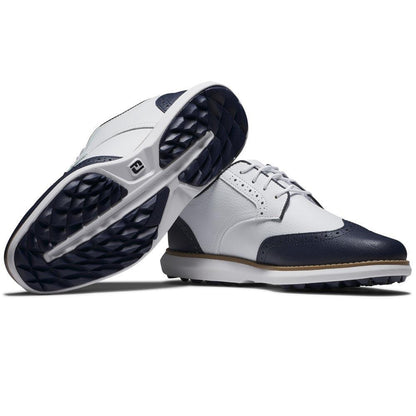 FootJoy Traditions Spikeless Wing Tip Damengolfschuh White-Navy