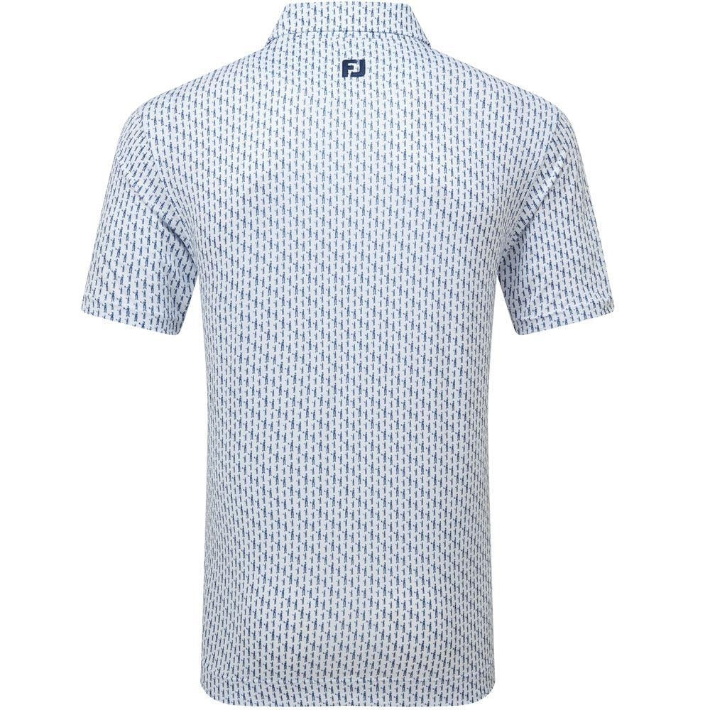 FootJoy Figure Print Lisle Herrengolfpoloshirt White-Navy