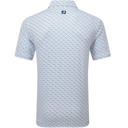 FootJoy Figure Print Lisle Herrengolfpoloshirt White-Navy