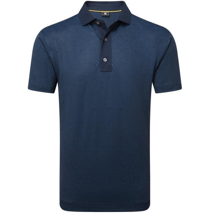 FootJoy Etched Texture Print Lisle Herrengolfpoloshirt Navy