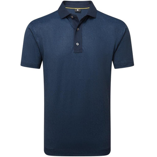 FootJoy Etched Texture Print Lisle Herrengolfpoloshirt Navy