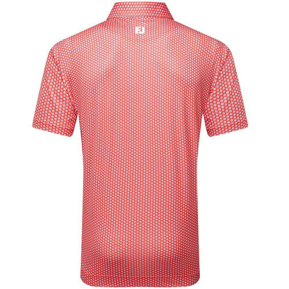 FootJoy Houndstooth Geo Lisle Herrengolfpoloshirt Hibiscus