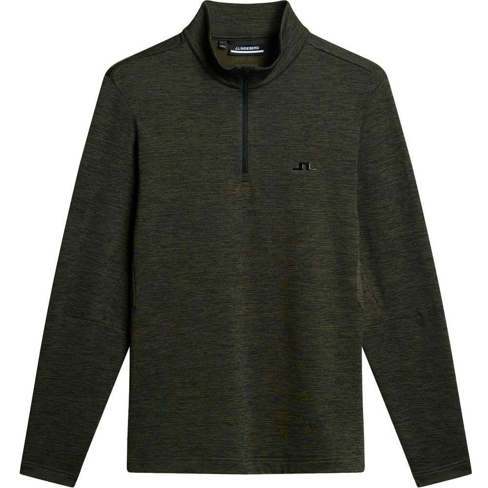 Lindeberg Destry Quarter Zip Mid Layer Herren-Pullover Black and Forest Green Melange