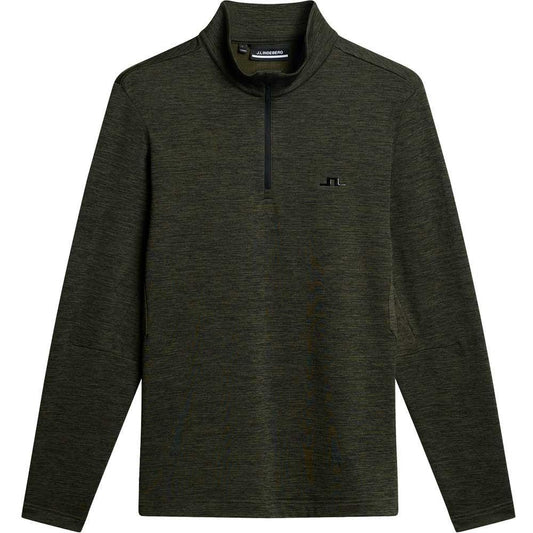 Lindeberg Destry Quarter Zip Mid Layer Herren-Pullover Black and Forest Green Melange