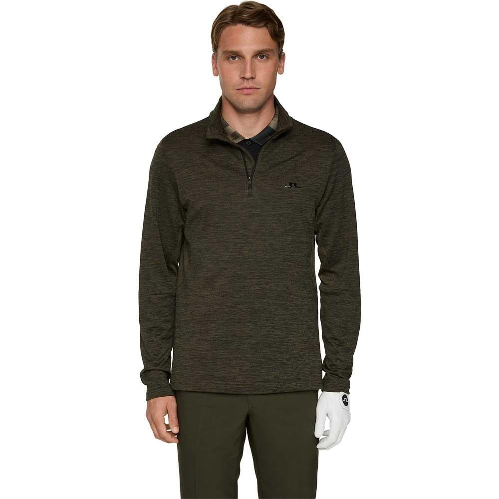 Lindeberg Destry Quarter Zip Mid Layer Herren-Pullover Black and Forest Green Melange
