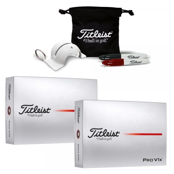 Titleist 2 Dutzend Pro V1 Golfbälle 2025 inkl. Ballmarker Box