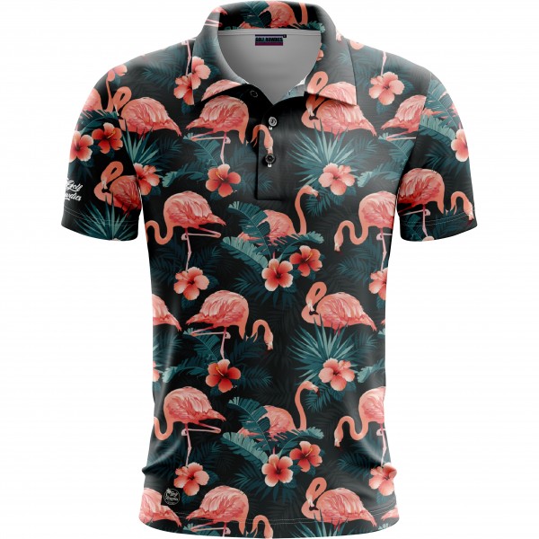 Golf Rowdies Flamingo Herrengolfpoloshirt