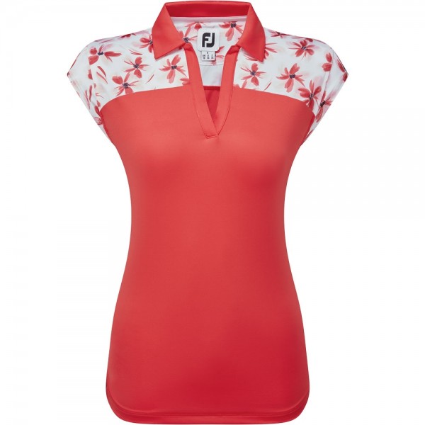 FootJoy Blocked Floral Print Lisle Damengolfpoloshirt