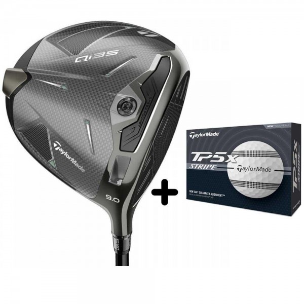 TaylorMade Qi35 Driver Herren inkl. ein Dutzend TP5x Stripe Golfbälle