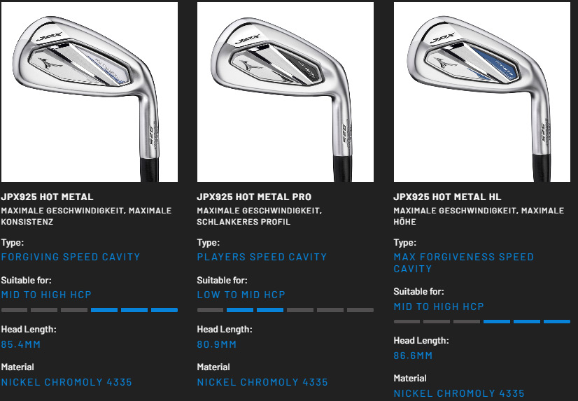 Mizuno JPX 925 Eisen im Vergleich