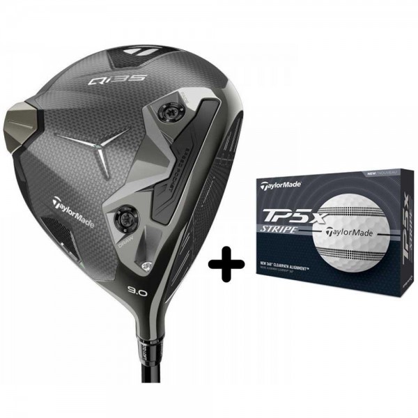 TaylorMade Qi35 LS Driver Herren inkl. ein Dutzend TP5x Stripe Golfbälle